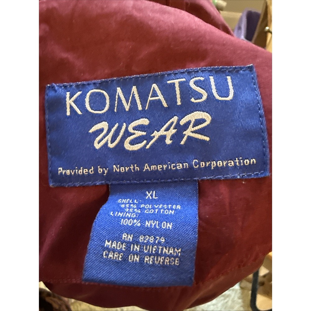 Komatsu Wear Mens XL Windbreaker Jacket Beige Full Zip Snap Front Outdoor